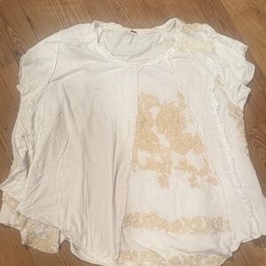 FP Movement by Free People White and Cream Blouse vintage